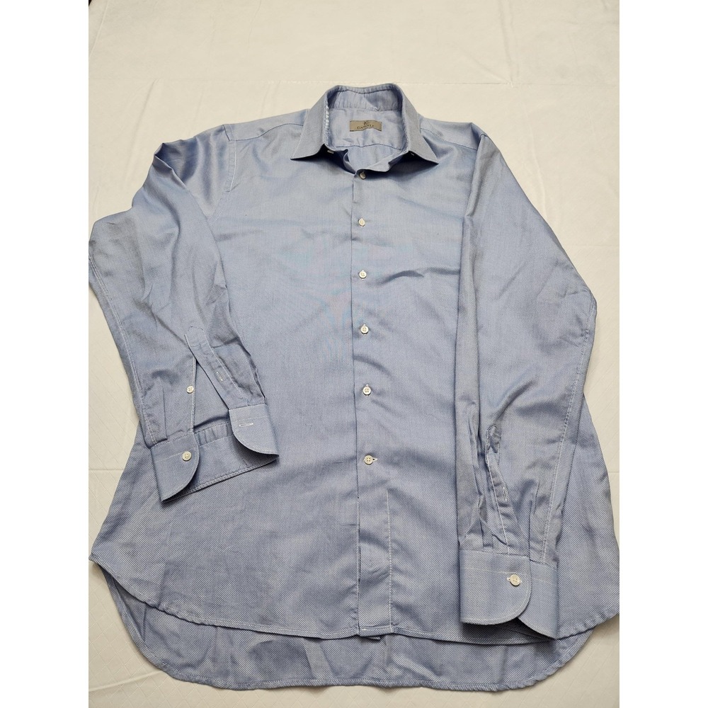Canali Shirt Mens Large Blue Made in Italy Dress Button Up Long Sleeve Formal